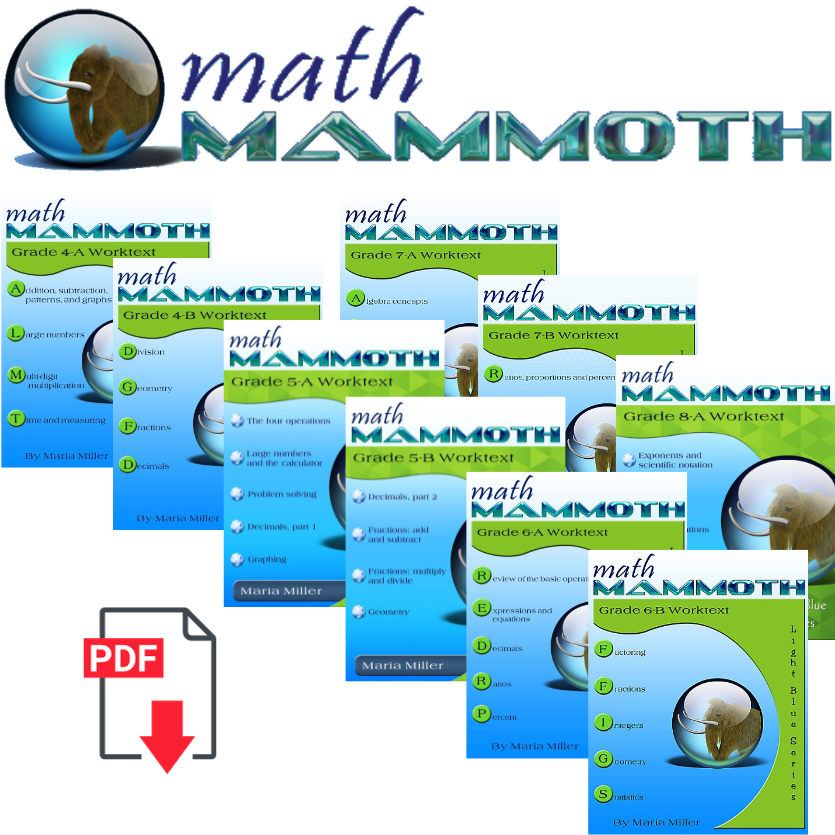 Math Mammoth Light Blue Series Grades 1-8A CD