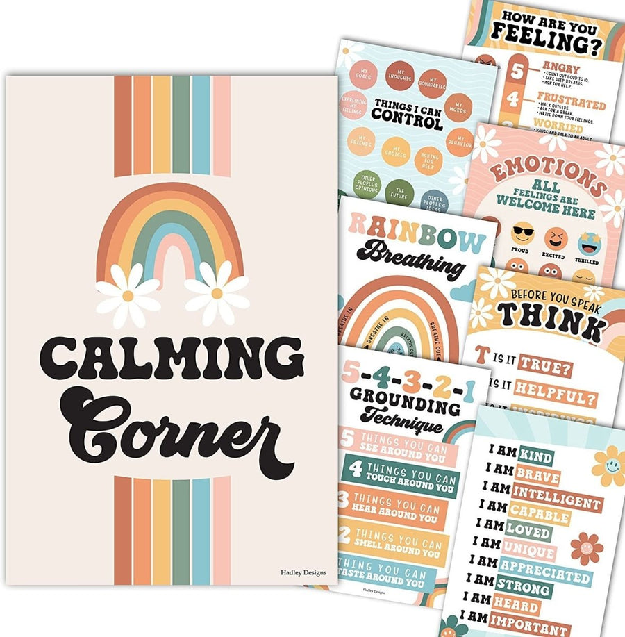 Retro Calming Corner Posters | Set of 9 | Classroom Decor