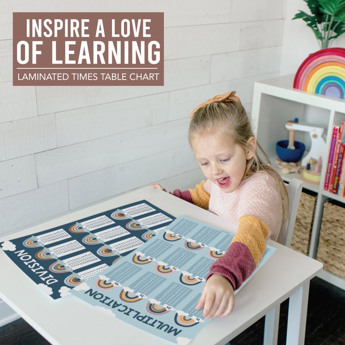 2 Boho Large Multiplication Chart Posters - Laminated Times Table Chart