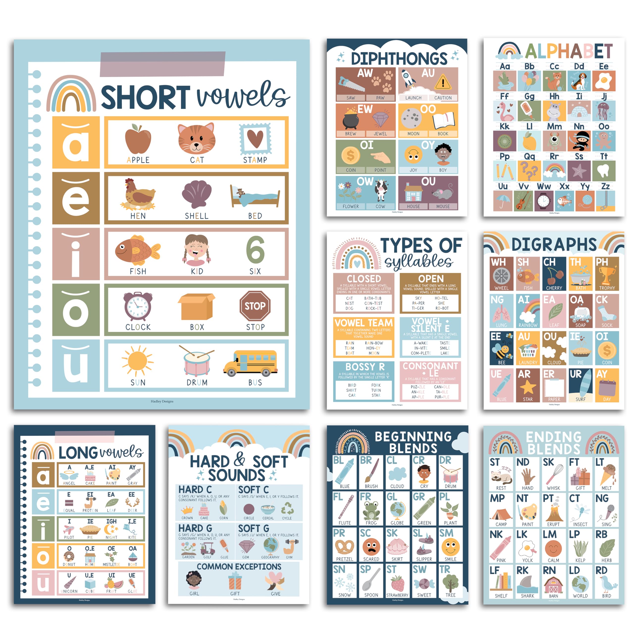 Phonics Foundations Kit: Boho 9 Poster Pack