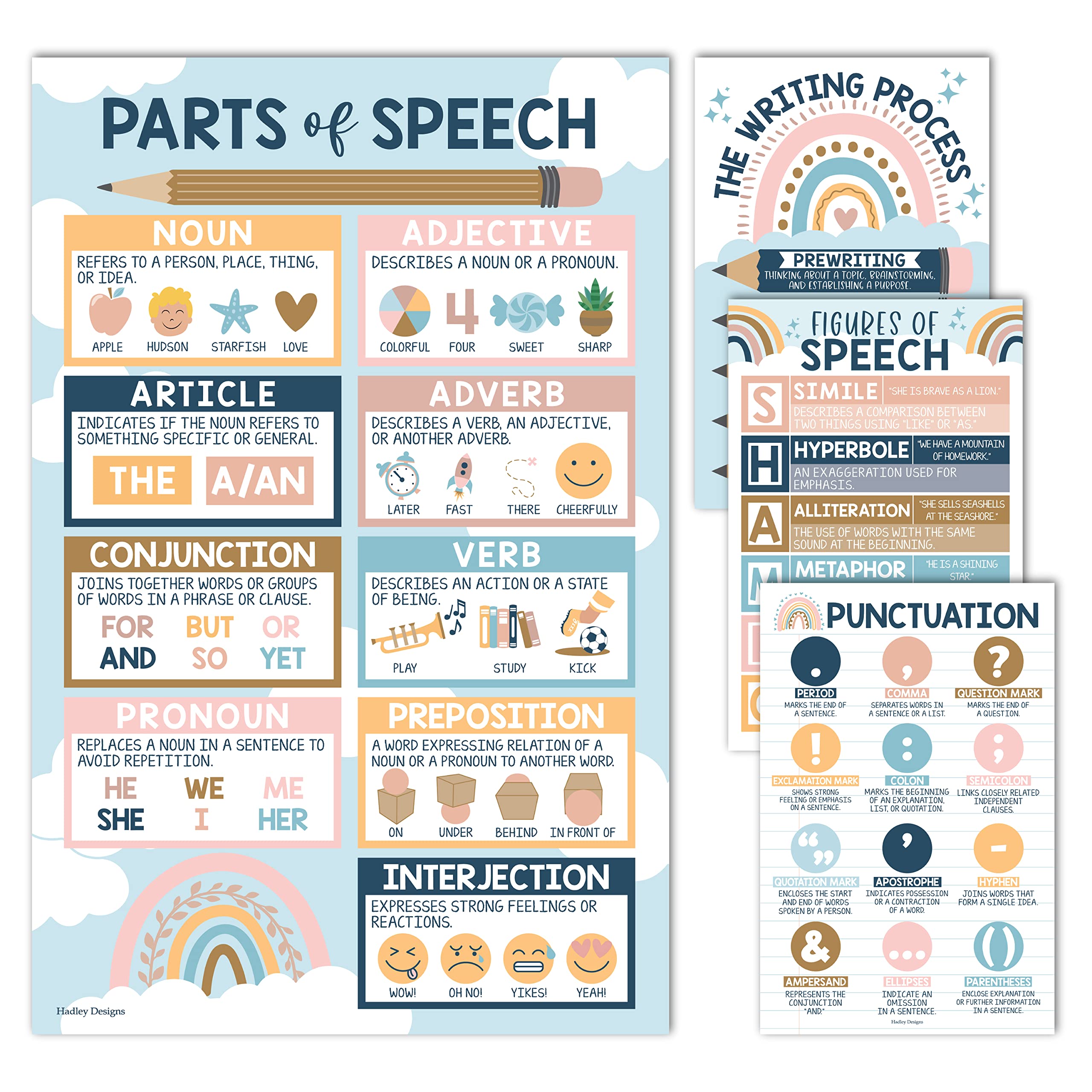 Parts of Speech Kit: Boho 4 Poster Pack