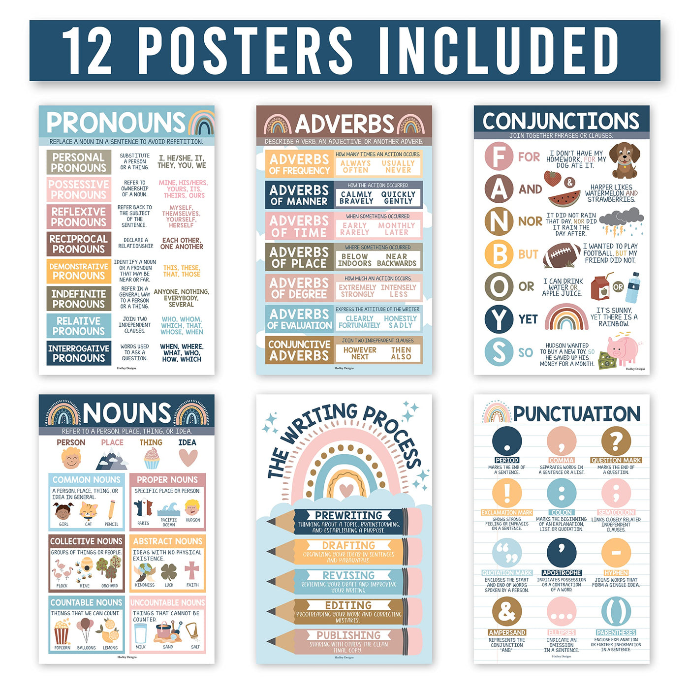 Parts of Speech Kit: Boho 12 Poster Pack