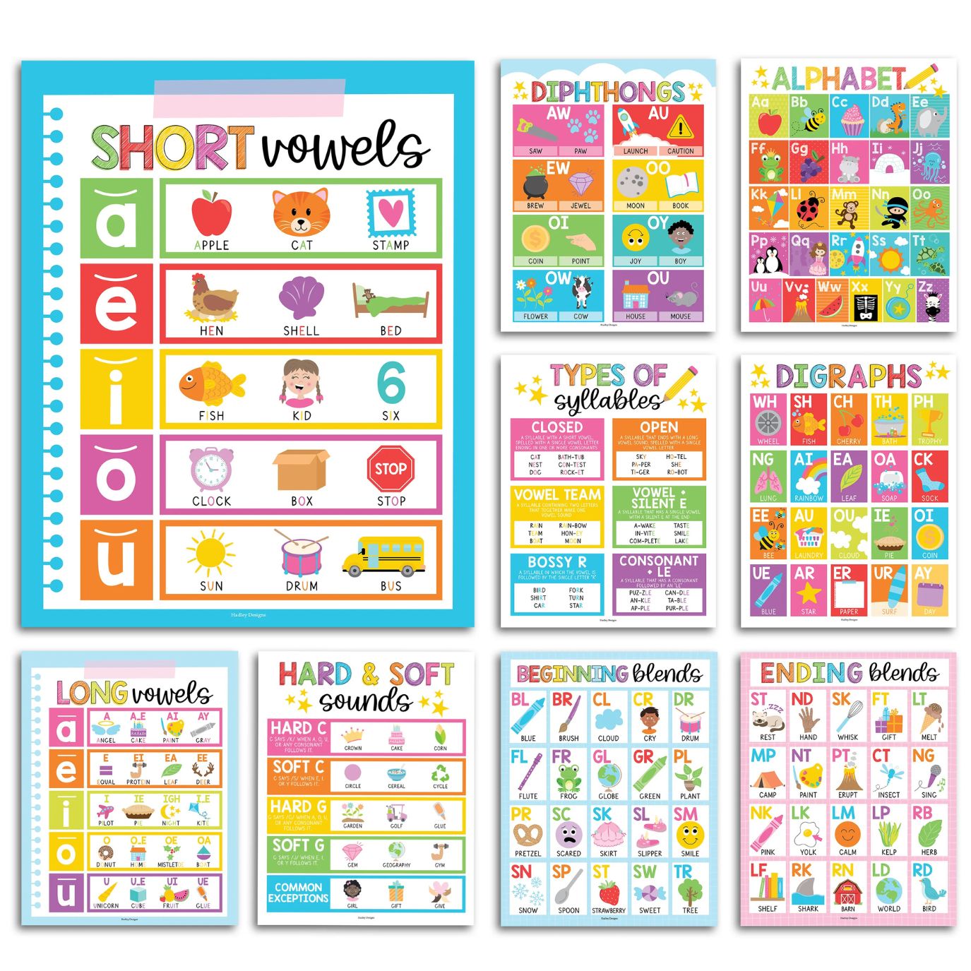 Phonics Foundations Kit: Colorful 9 Poster Pack