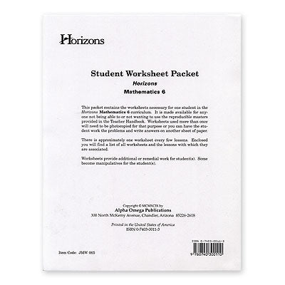 Grade 6 Worksheet Packet