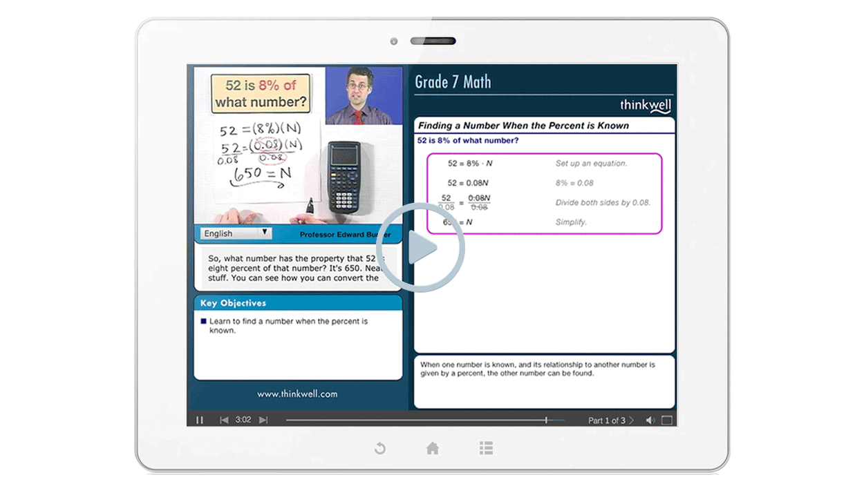 Thinkwell 7th Grade Math - Honors Sale