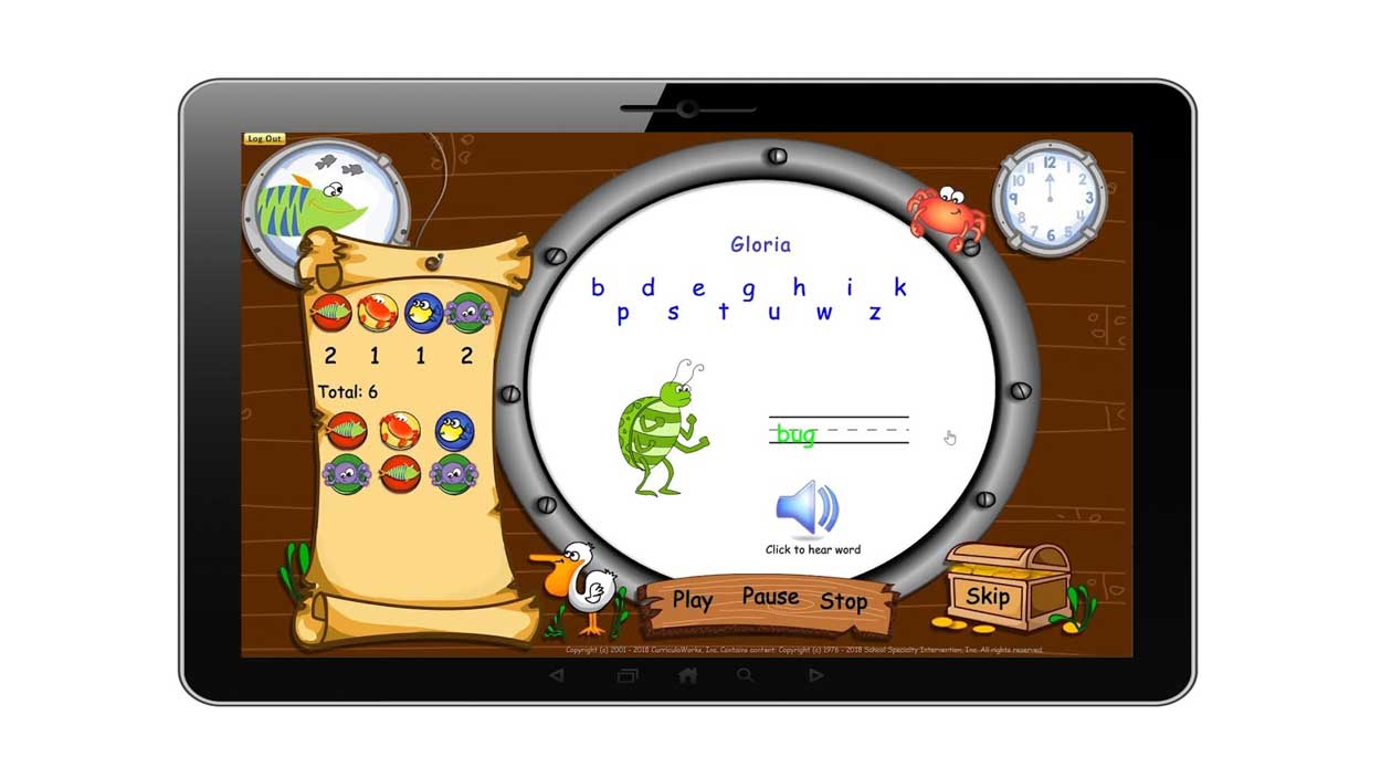 Explode the Code Online example of phonics lesson. 