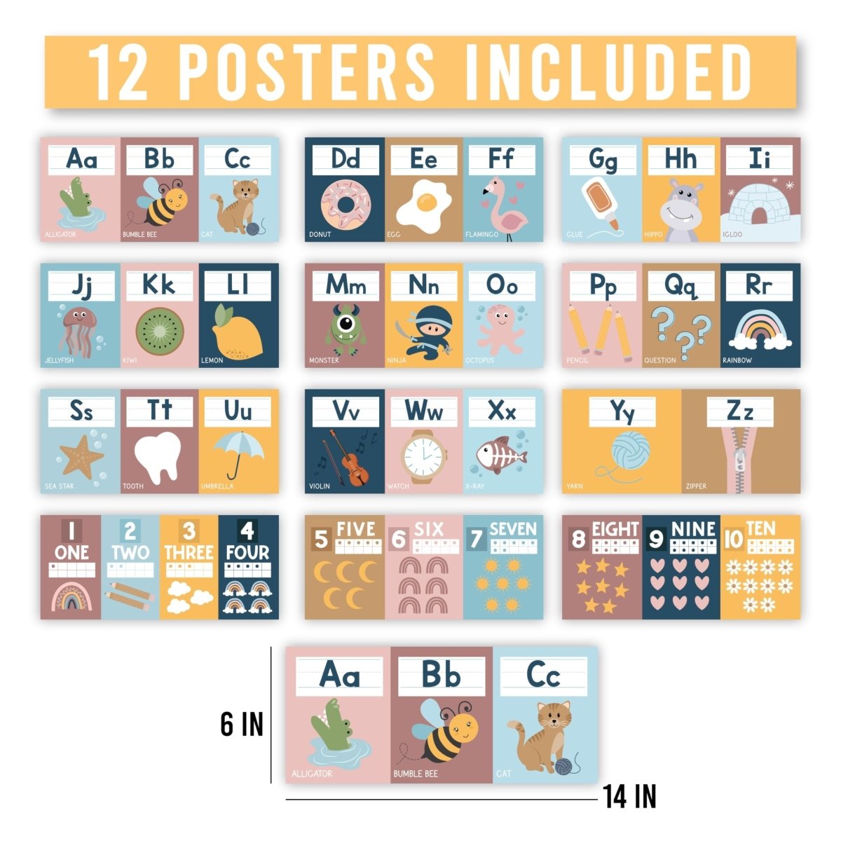 Letters & Numbers Jumpstart Kit: Boho 12 Poster Pack