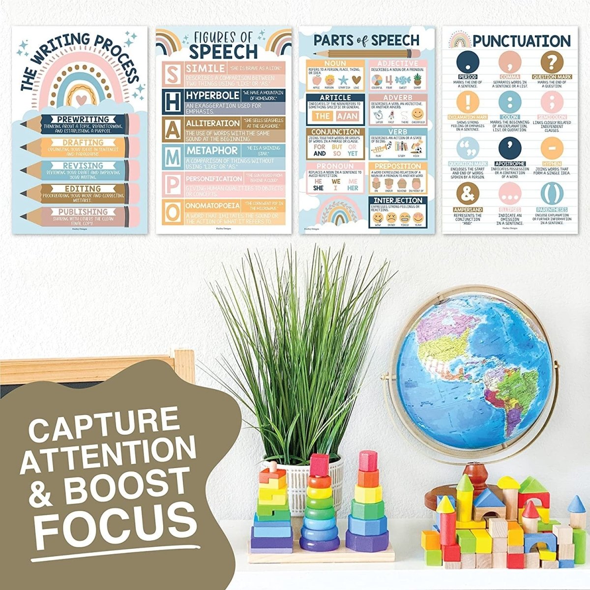 Parts of Speech Kit: Boho 4 Poster Pack