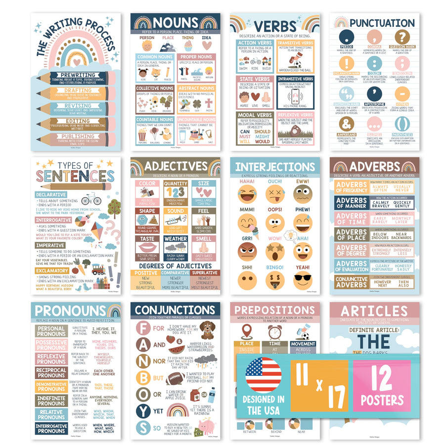 Parts of Speech Kit: Boho 12 Poster Pack