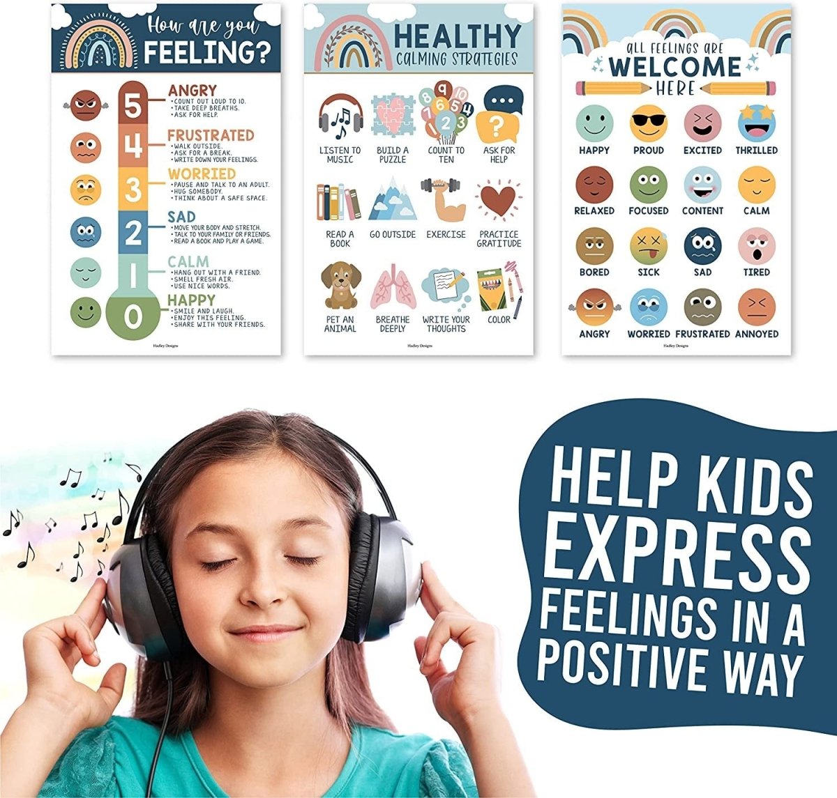 Emotional Intelligence Growth Kit: Boho 4 Poster Pack