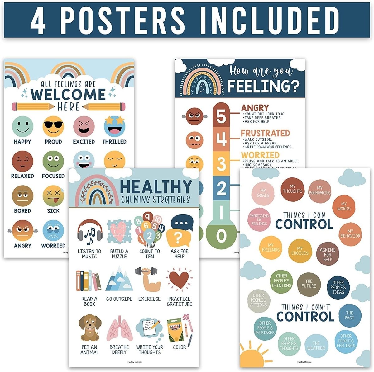 Emotional Intelligence Growth Kit: Boho 4 Poster Pack