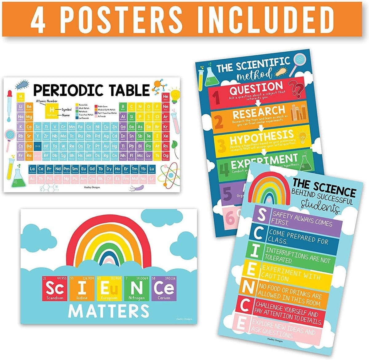 Periodic Table Power Bundle: Colorful 4 Poster Pack