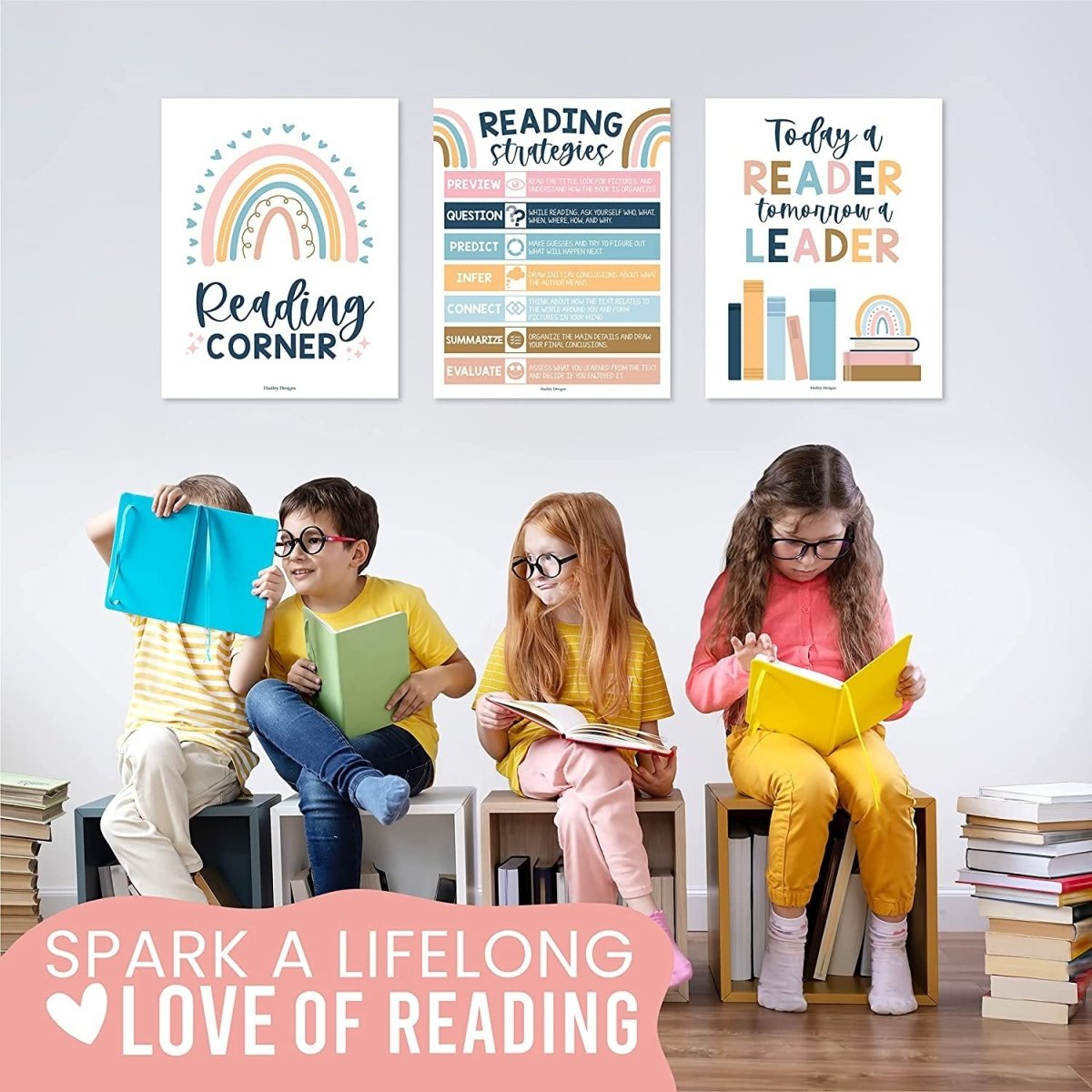 Reading Habit Builder Bundle: Boho 6 Poster Pack