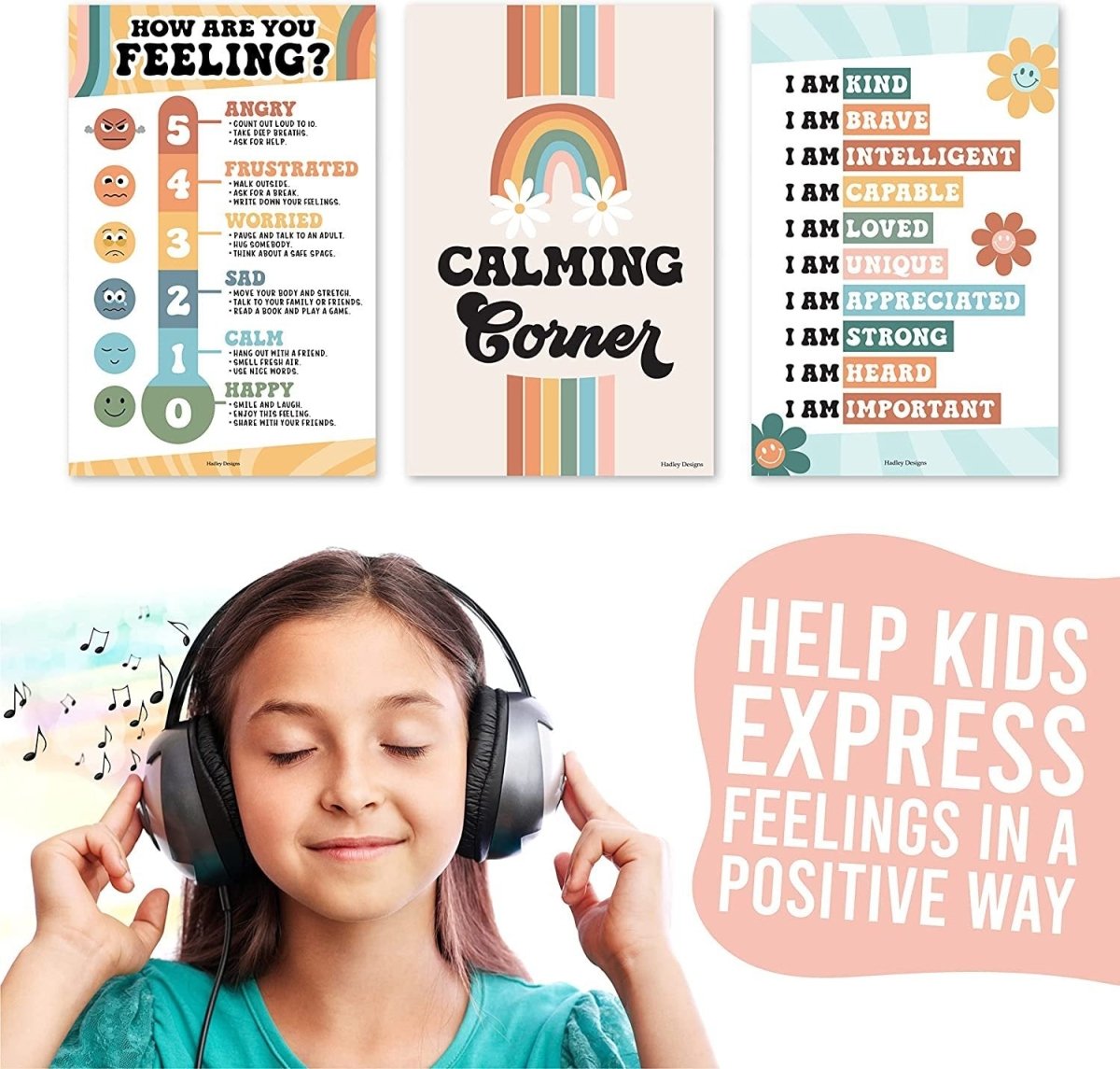 Retro Calming Corner Posters | Set of 9 | Classroom Decor