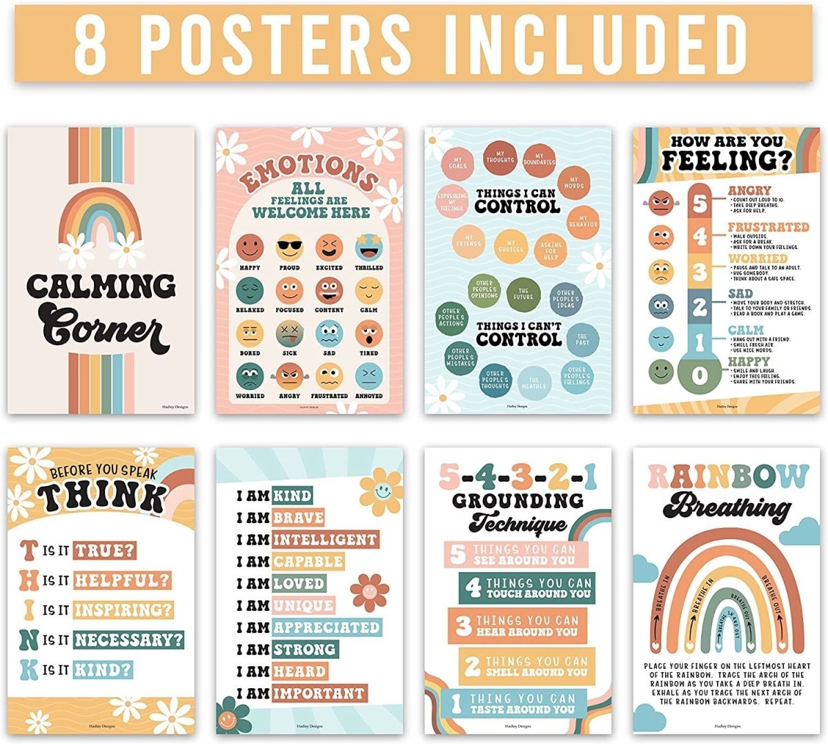 Retro Calming Corner Posters | Set of 9 | Classroom Decor