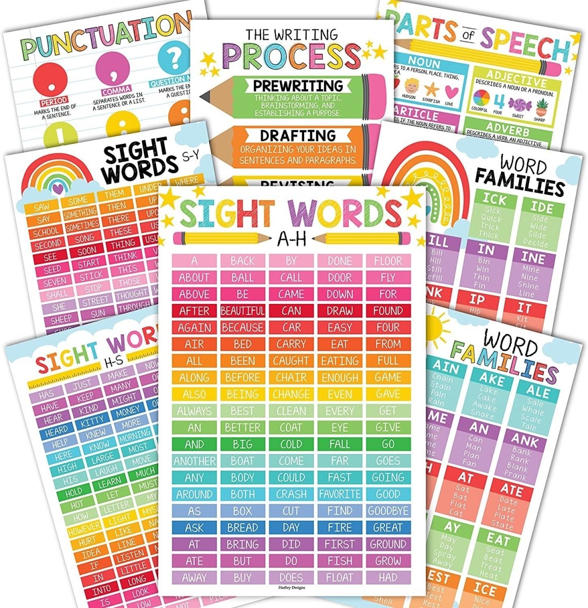 Sight Words Reading Kit: Colorful 8 Poster Pack