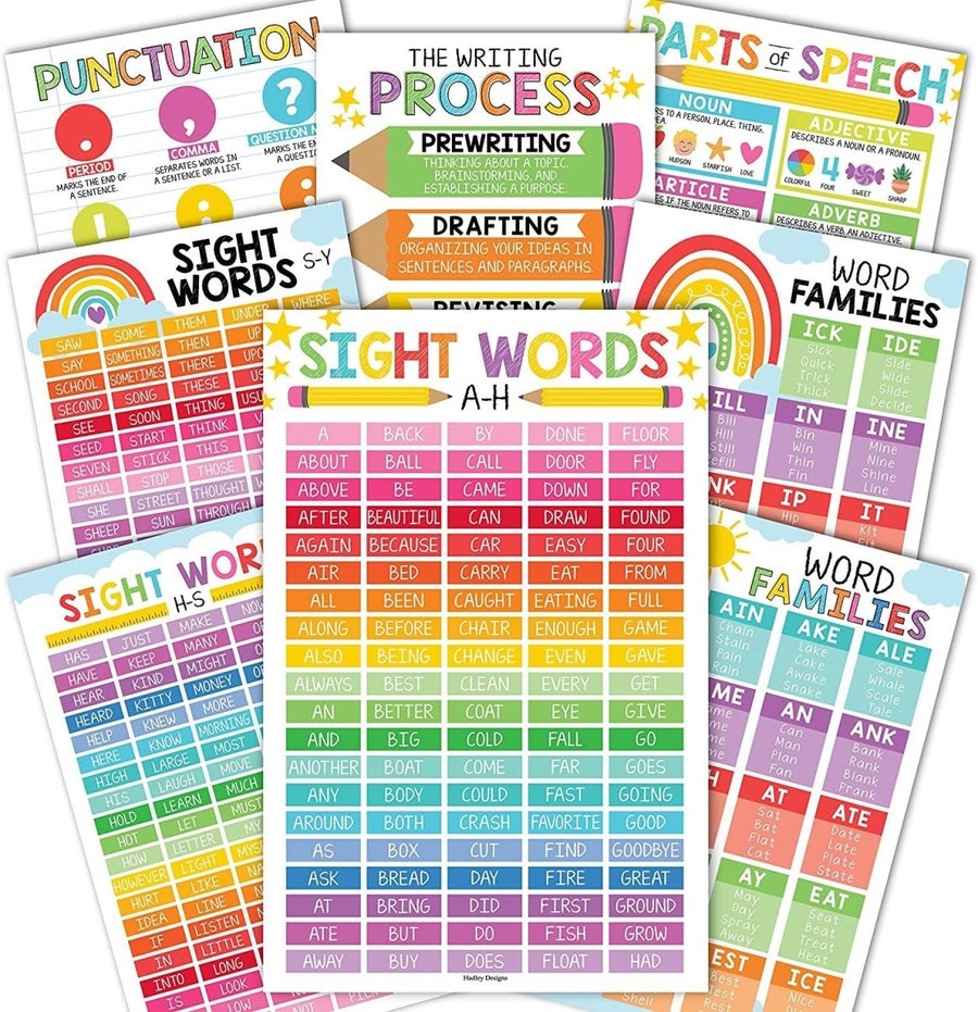 Sight Words Reading Kit: Colorful 8 Poster Pack